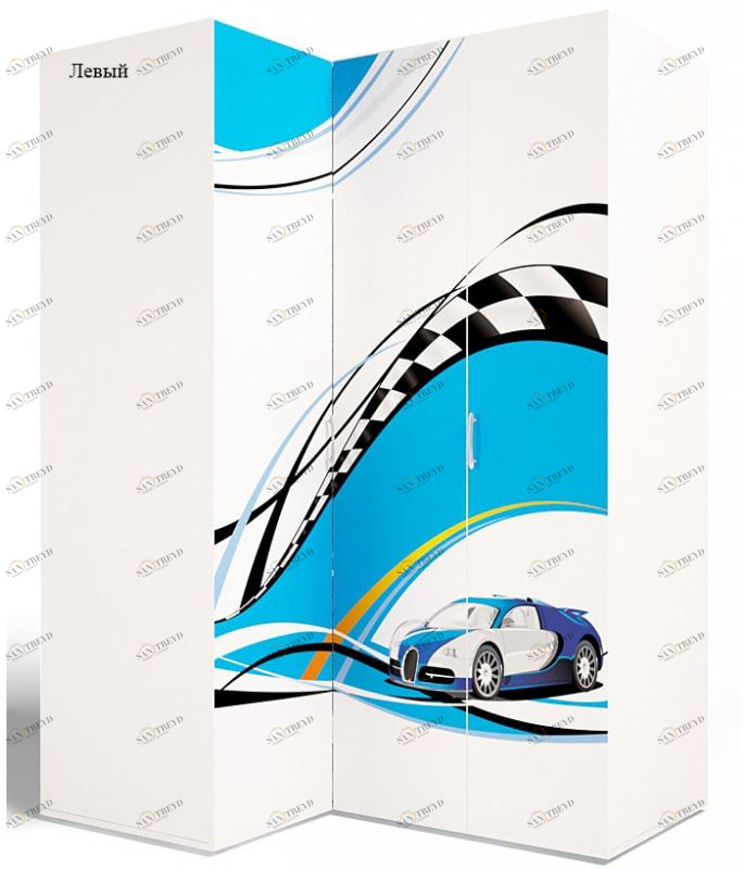 Шкаф угловой ABC-KING , гармошка La-Man голубой правый 4631147960450