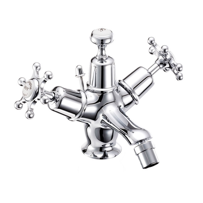 Burlington Смеситель для биде Birkenhead с выдвижным сливом с белым акцентом BI13 