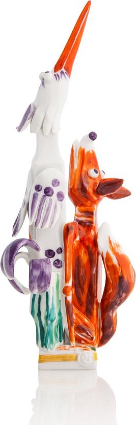 78031 Meissen Фигурка 15см "Лиса и журавль" (П.Штранг СКАЗКИ) Фарфор 