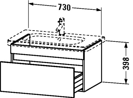 DS638103131 Тумбочка подвесная DuraStyle #DS6381 730 x 448 мм Сосна серебристая, декор Duravit - Вид №1