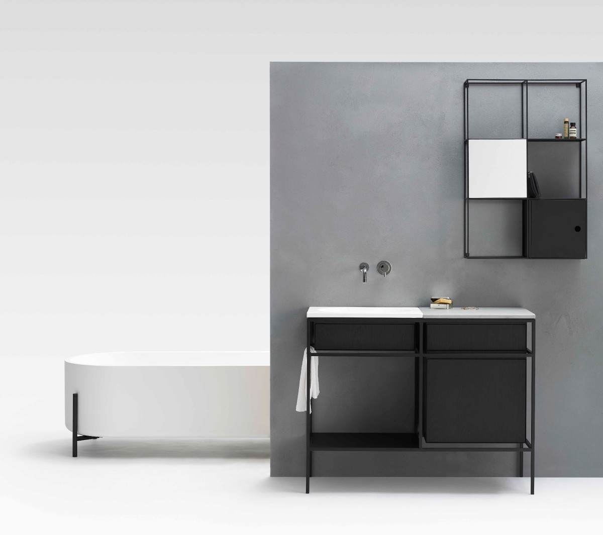 Ex.T Frame Умывальник с решеткой и тумбой comp-gl1-ss-cs - Вид №4