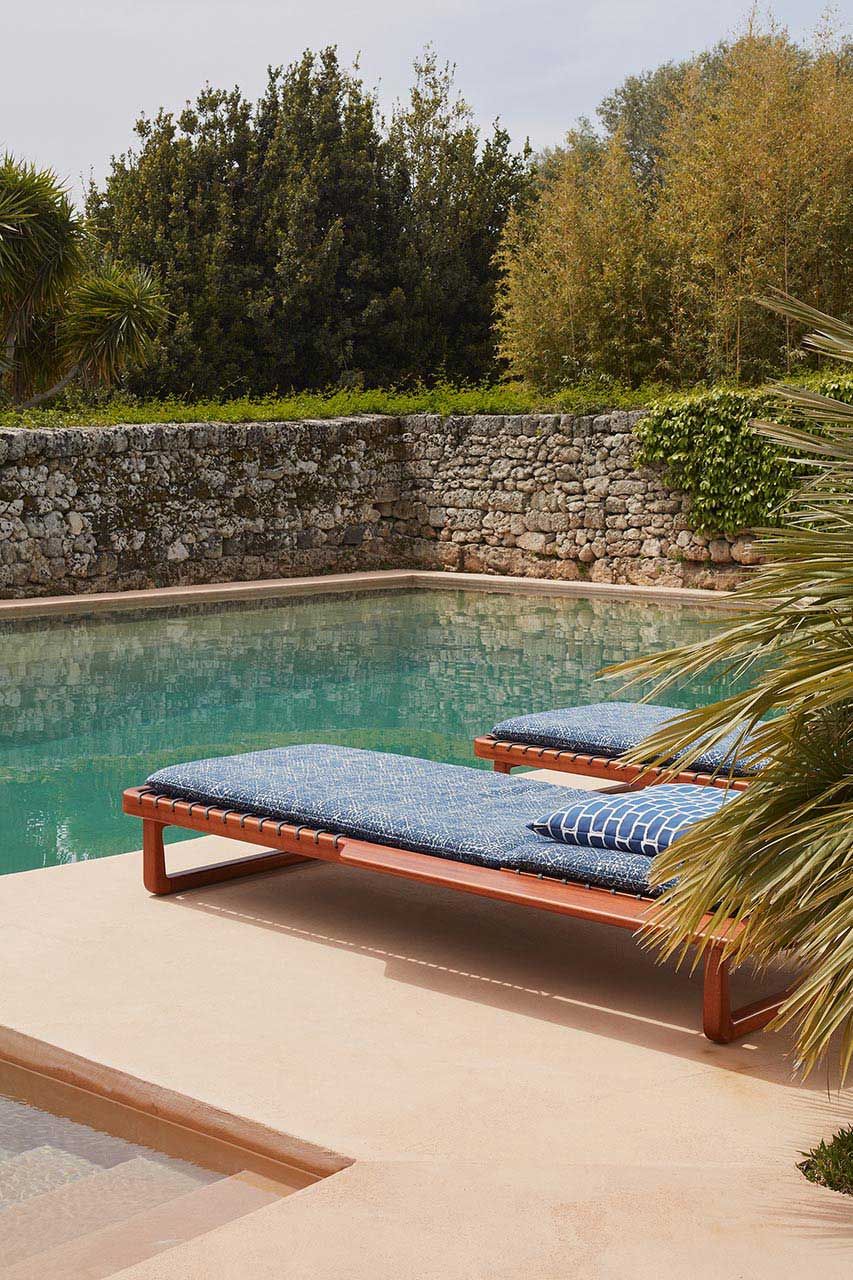 Садовая кровать с откидывающейся спинкой из красного дерева и ткани Exteta Sunset ARCH-00127341 - Вид №8