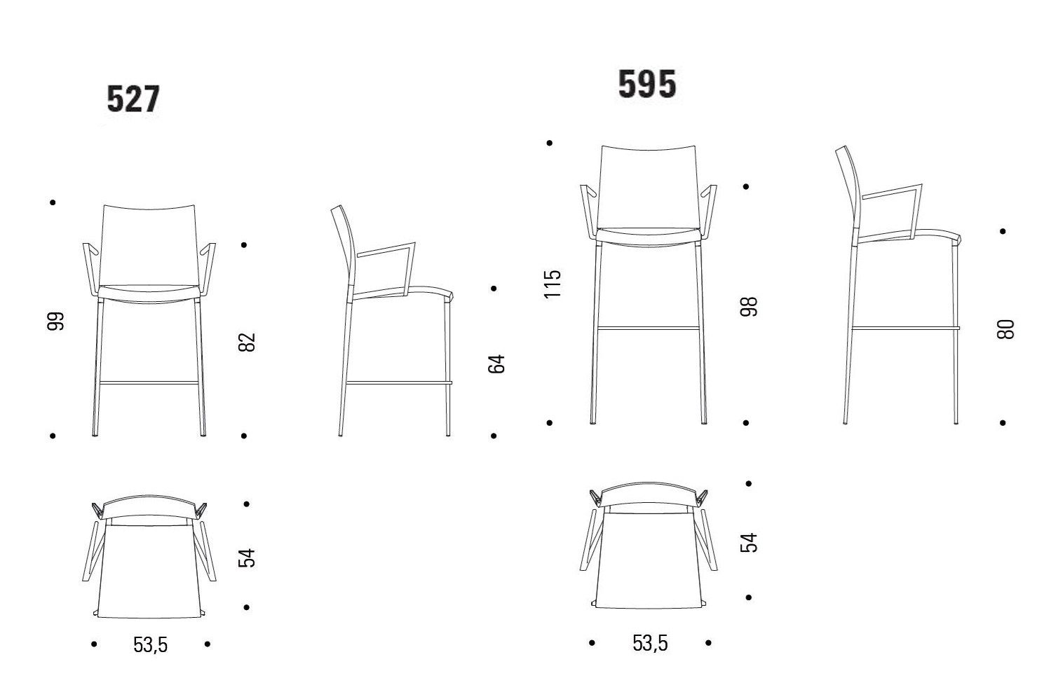 Высокий стул из синтетического материала со спинкой Desalto песок ARCH-00022390 - Вид №3
