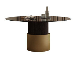 Круглый деревянный и стеклянный обеденный стол