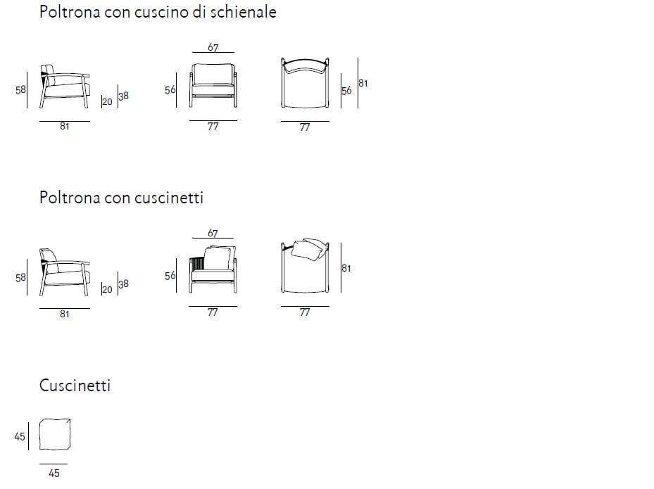 Тканевое садовое кресло с подлокотниками Living Divani Касуми ARCH-00047709 - Вид №7