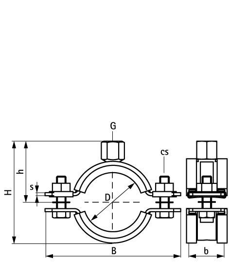 33178250 BIS Хомуты для высоких нагрузок с вкладышем EPDM HD1501 (1/2″) (BUP1000) для всех видов труб walraven  - Вид №1
