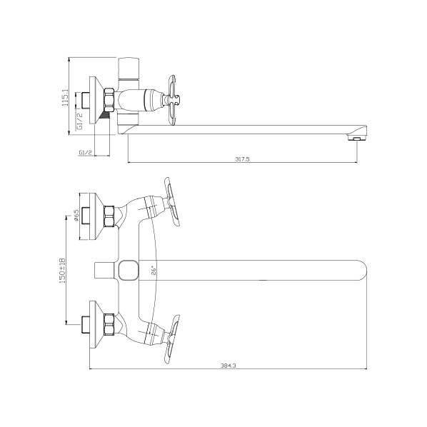 212-N PLATO  Смеситель универсальный  ARGO kran 212nplato - Вид №1