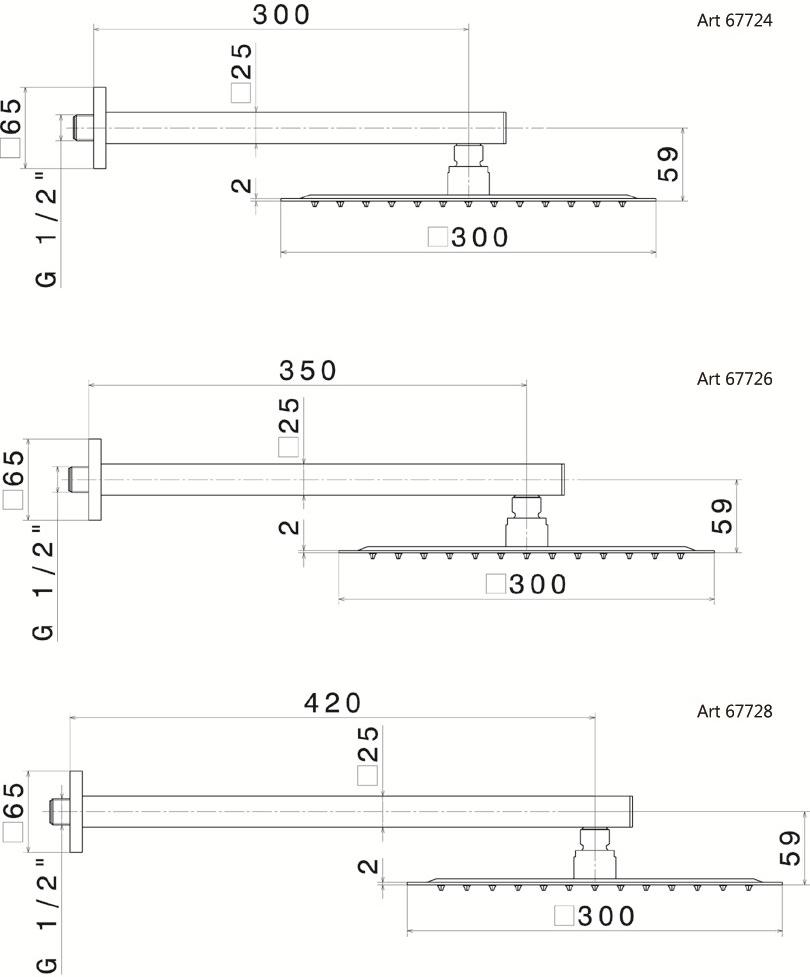 newform Настенная лейка душа с держателем Head showers 67724 - Вид №1