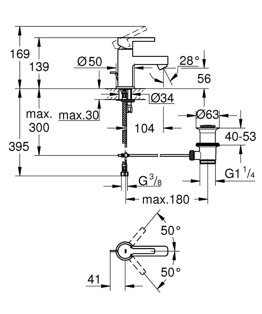 32109000 Смеситель для раковины Grohe Lineare хром - Вид №1