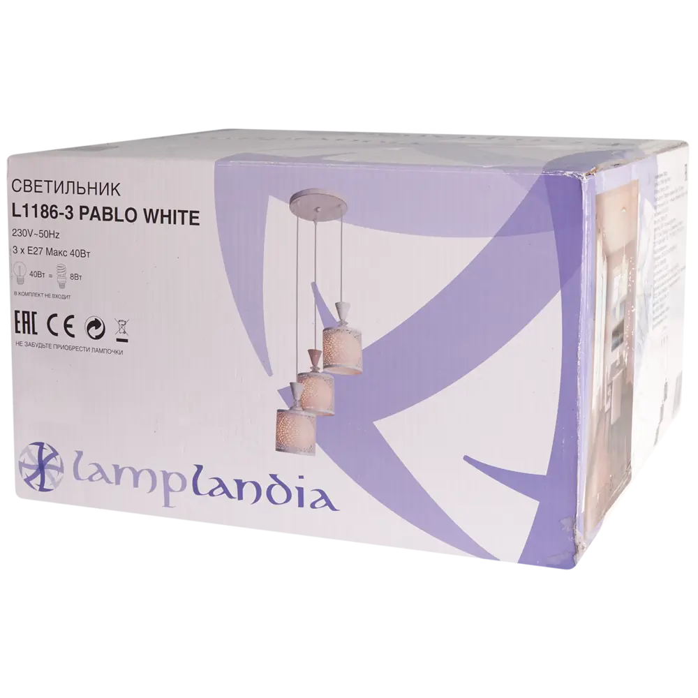 Светильник подвесной Lamplandia Pablo L1186-3, 3 лампы, 9 м², цвет белый 82309715 STLM-2107075  - Вид №9