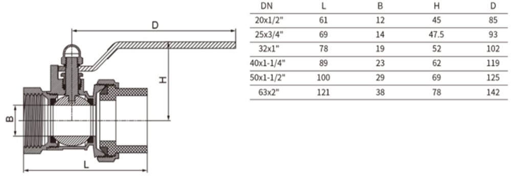 21102 Кран шаровой латунный под PPR 25x3/4 внутренняя резьба с полусгоном LAB.Space  - Вид №1