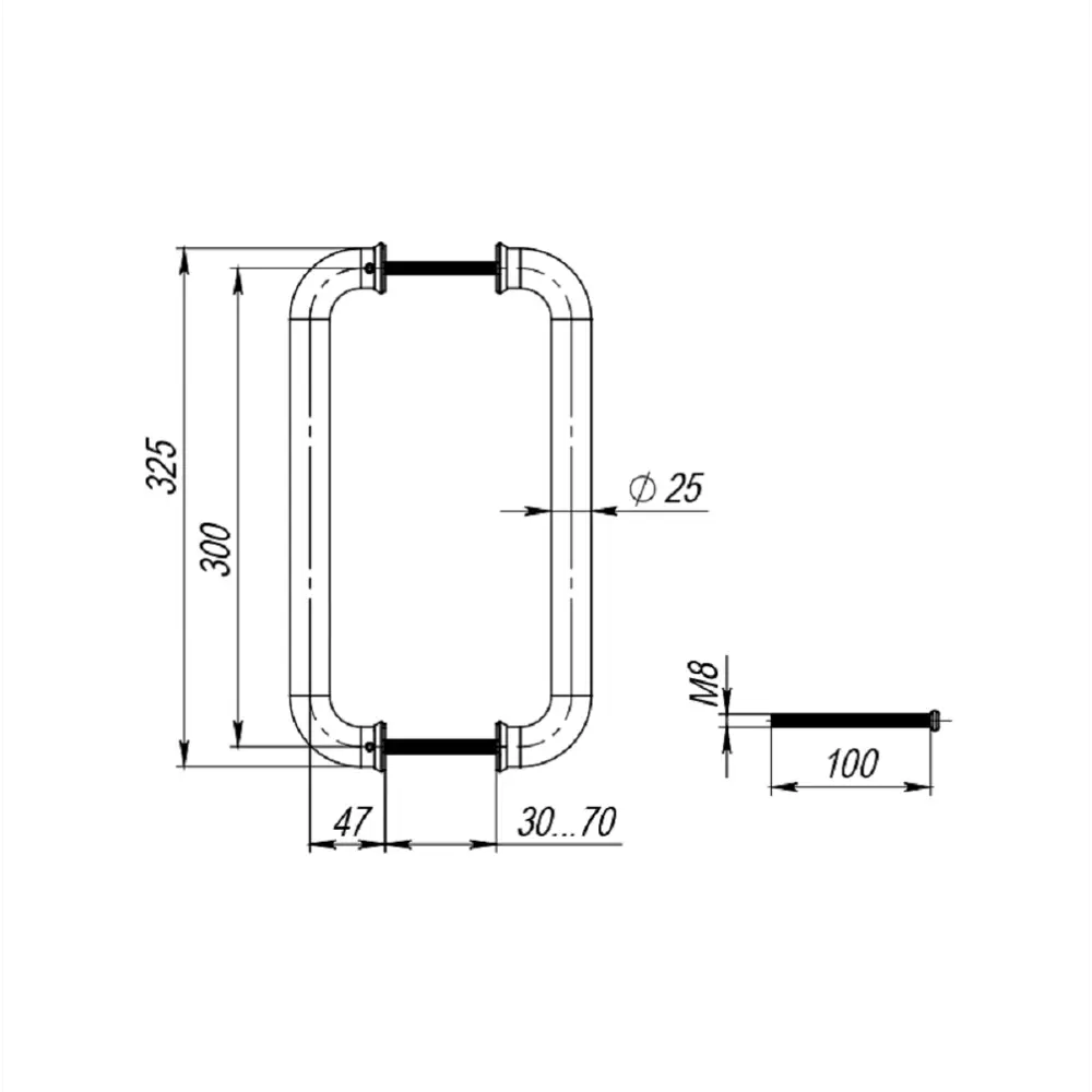 Дверная ручка-скоба FUARO PULL.PH25/300.21 INOX 201 в стиле никель 89416623 STLM-1566844 - Вид №1
