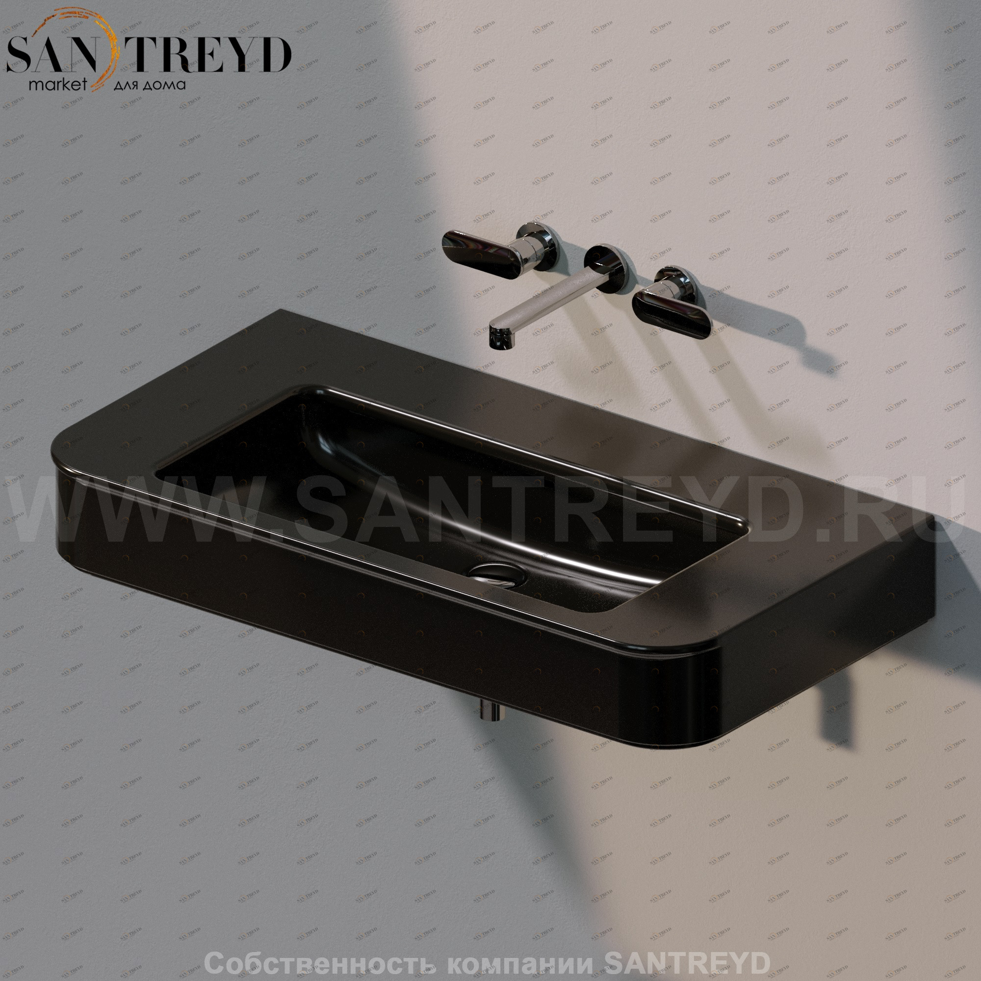 MA95L9017 Подвесная раковина настенная прямоугольная Ceramica Flaminia Madre черная