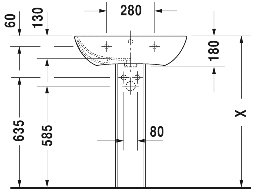 2335650030 Подвесная раковина настенная овальная Duravit ME BY STARCK - Вид №2
