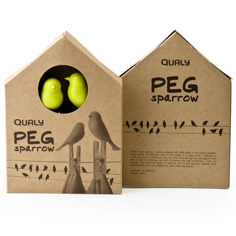 QL10066-GN Прищепки sparrow 4 шт. зеленые Qualy  - Вид №5