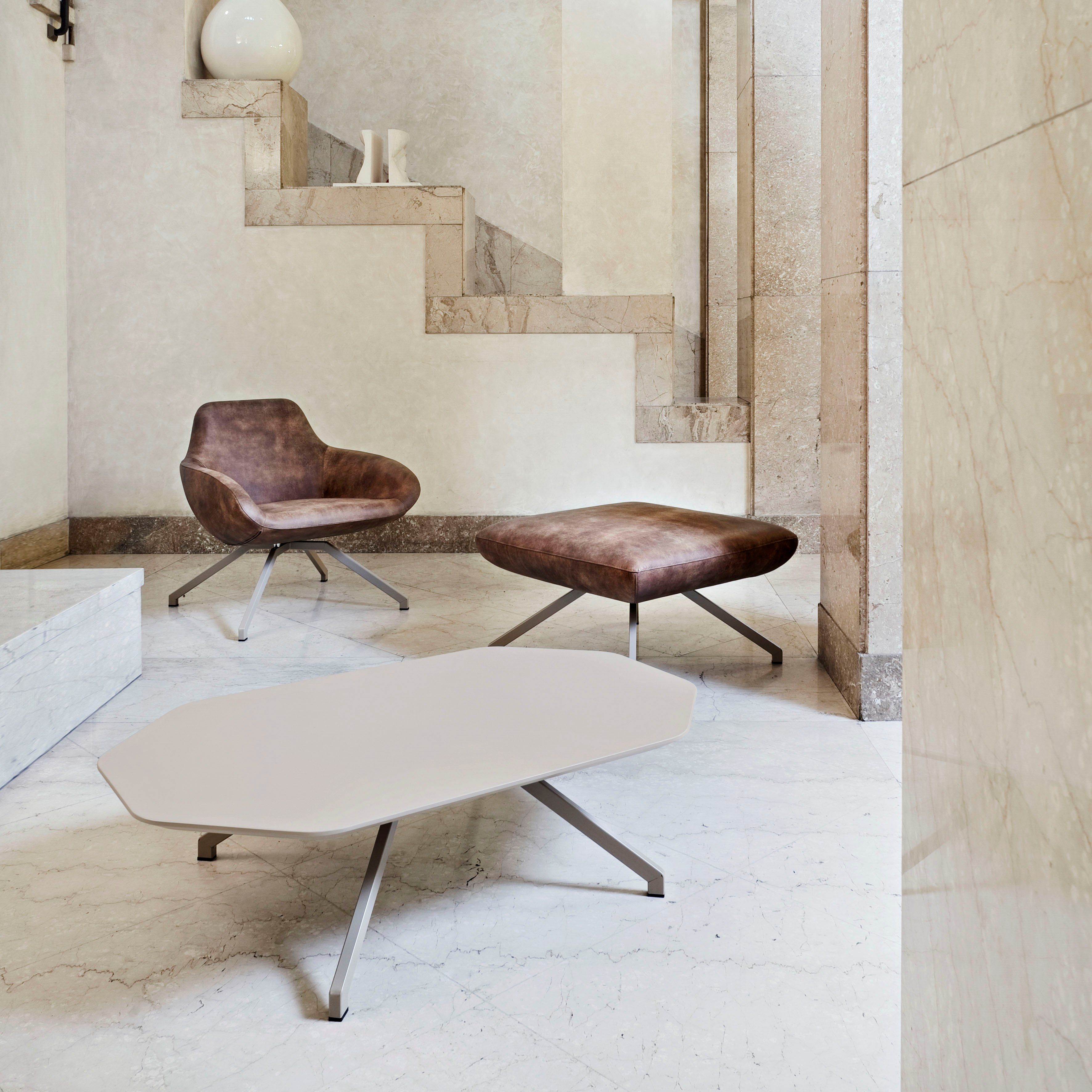 Кожаный пуф с пепельной основой ALMA DESIGN X Pouf ARCH-00002313 - Вид №1