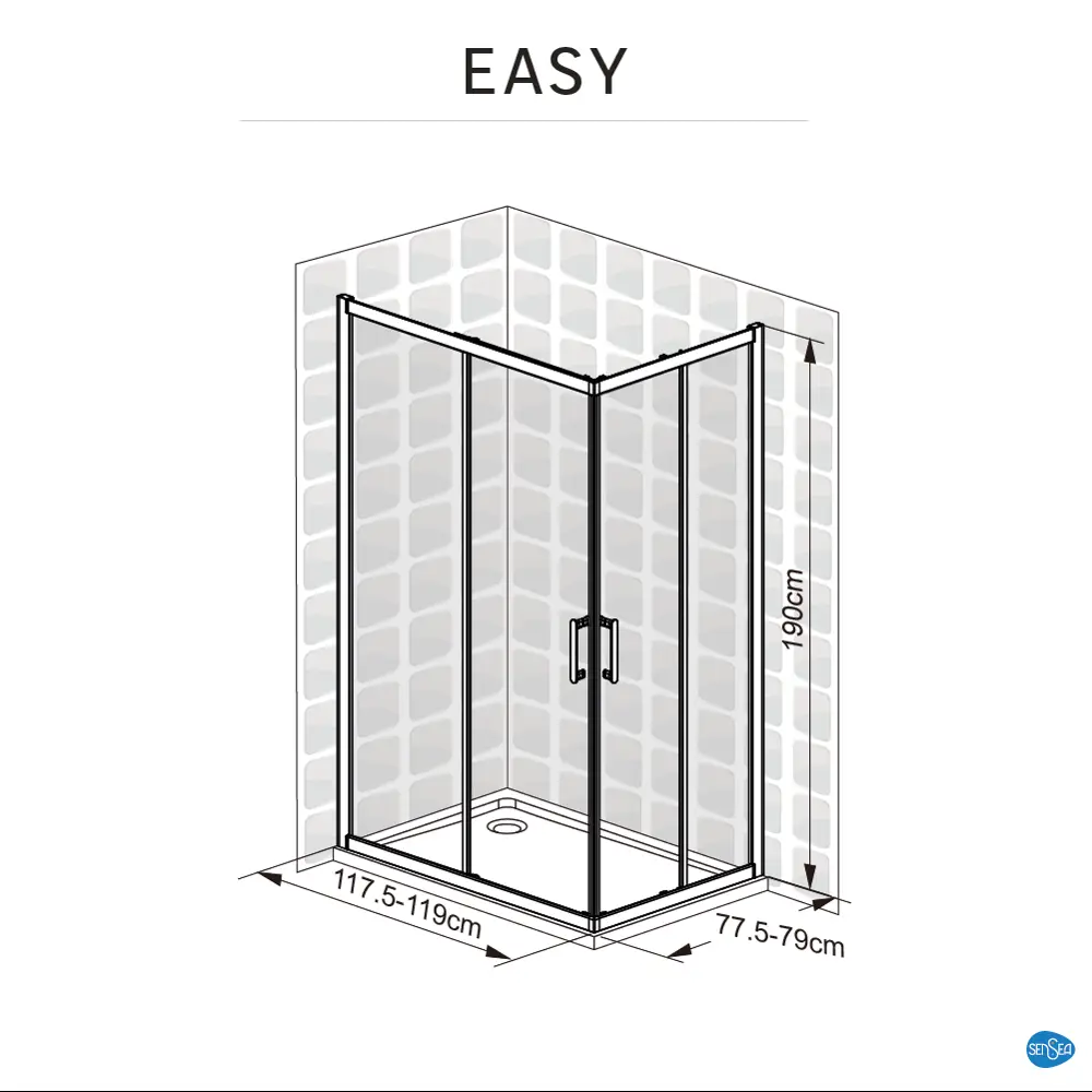 Комплект стекол для душевой ширмы Sensea Easy 120x80 см прозрачное стекло цвет профиля на выбор 88103658 STLM-2078264 - Вид №24