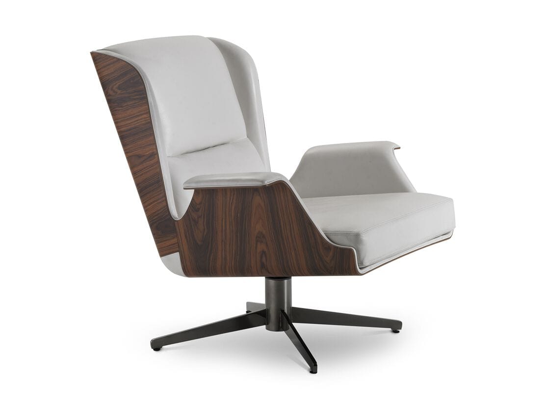 Кожаное и деревянное вращающееся кресло с подлокотниками i 4 Mariani ARCH-00023737 - Вид №4