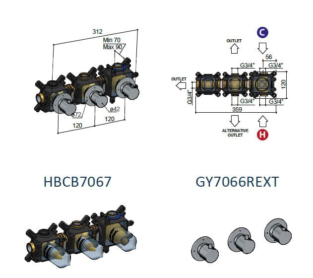 Латунный термостатический смеситель для душа Hotbath Guy ARCH-00035977 - Вид №2