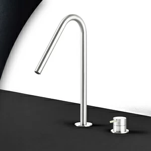 Смеситель для раковины сталь глянцевая с серой ручкой Toki Radomonte TKI31LCIL29