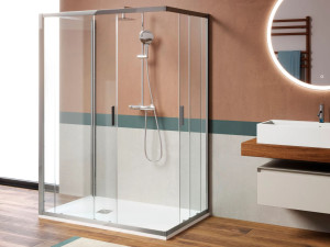 Алюминиевая и стеклянная душевая кабина с колонной