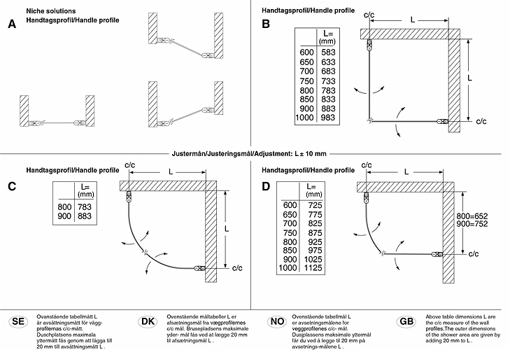 59760192 Решение IFO Space для ниши SPNF, алюминиевый профиль, матовое стекло с ручкой, ниша SPNF 1000 - Вид №2