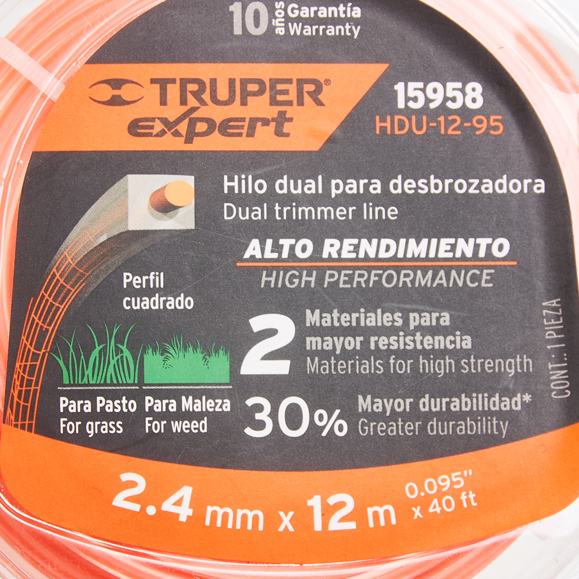 86870715 Леска для триммера Truper15958 ø2.4 мм 12 м квадрат STLM-0072269 Santreyd  - Вид №2
