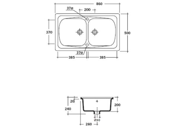 Раковина с 2 встроенными ваннами Galassia GENIUS 86 ARCH-00082119 - Вид №2