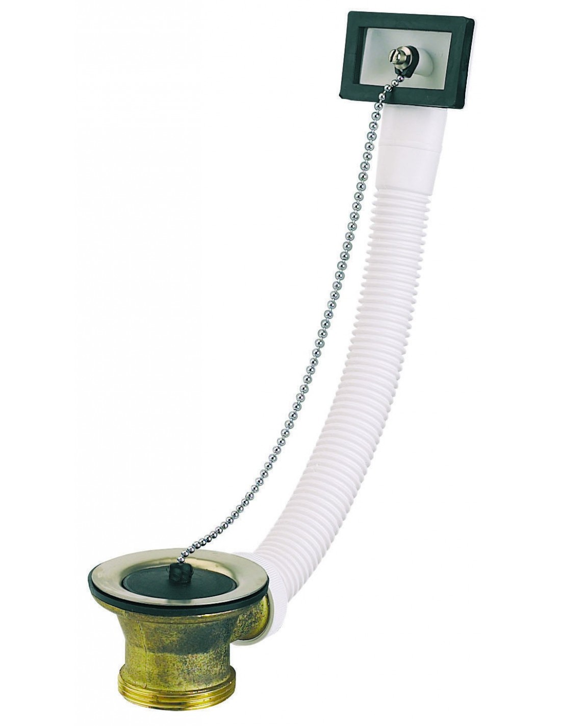 355100 000 00  Цепной стопор и перелив для мойки Д. 50 мм, чаша из нержавеющей стали Д. 70 мм, корпус из латуни Valentin Сталь 