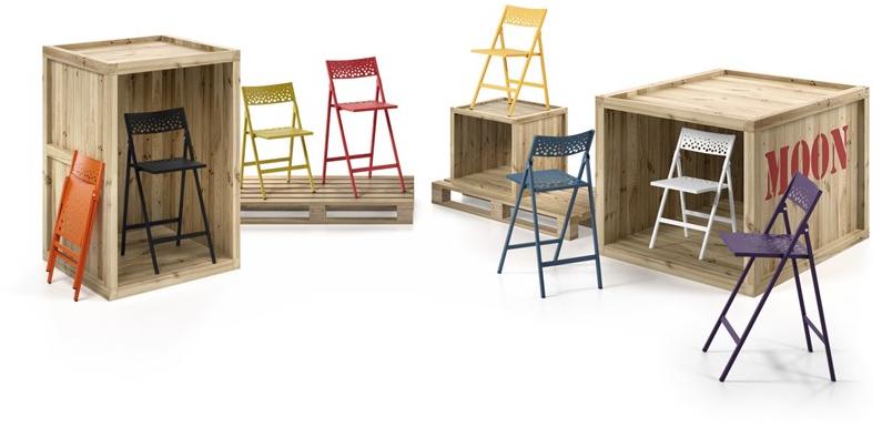 MOBLIBERICA Табурет металлический высокий складной Moon sun-id-1507295 - Вид №1