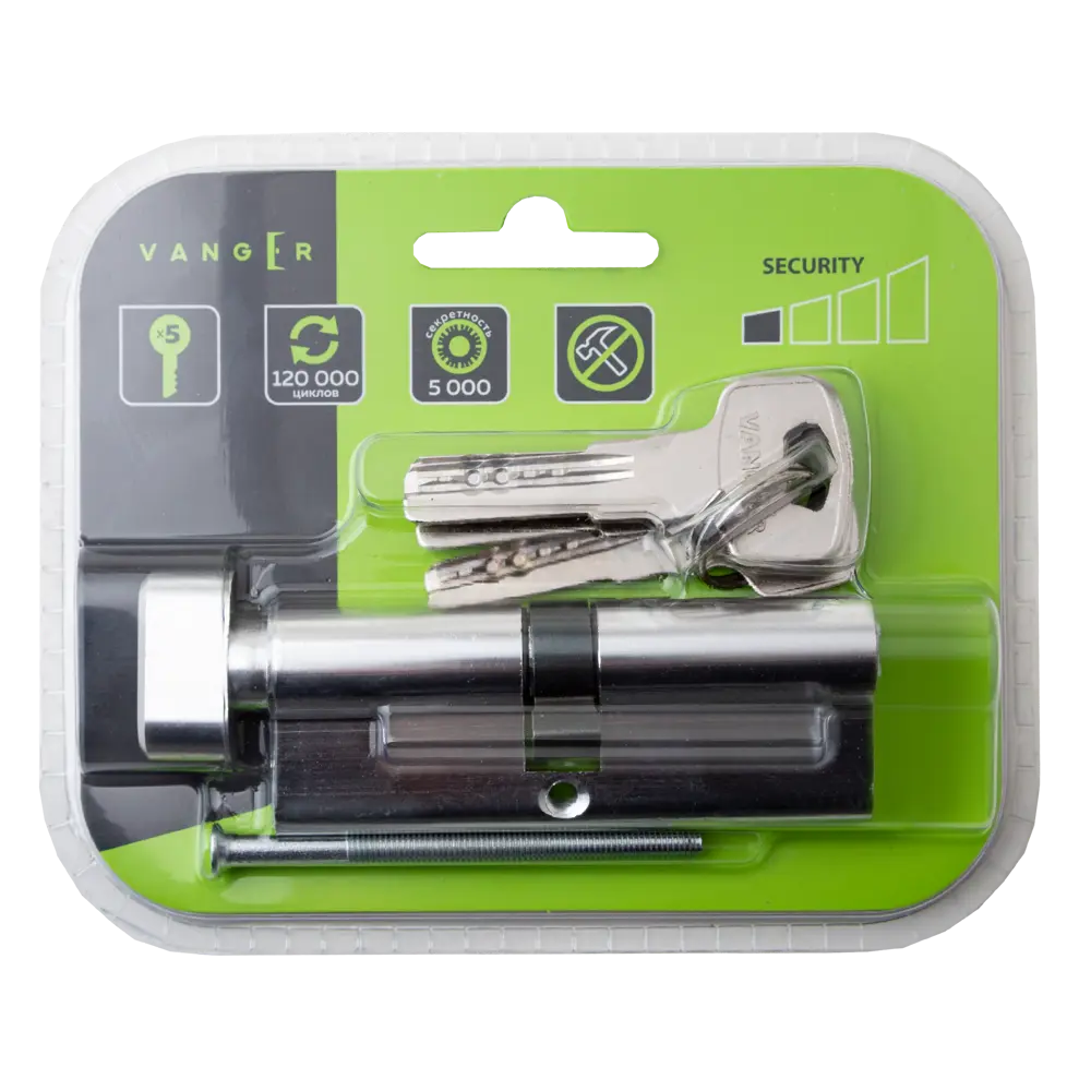 Цилиндр Vanger VM-80 40x40 мм ключ-вертушка цвет хром Santreyd STLM-2131198 - Вид №2