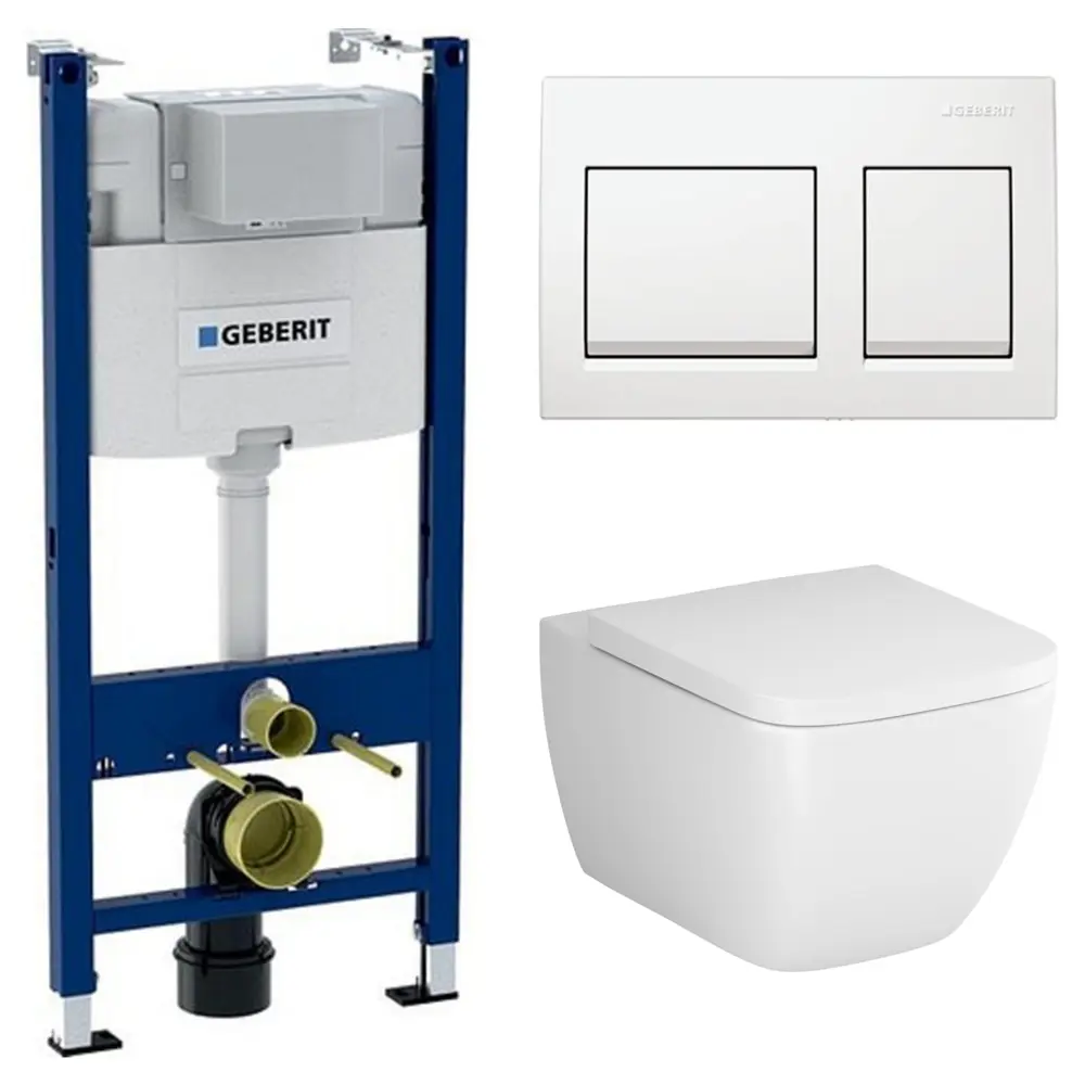 Комплект инсталляции Geberit Alpha с безободковым унитазом AM.PM Gem клавиша Geberit Alpha белая STLM-2019656