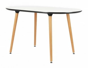 Обеденный стол овальный белый с деревянными ножками 140х80 см Brooklyn BRADEX HOME  00-3974031 Бежевый;белый