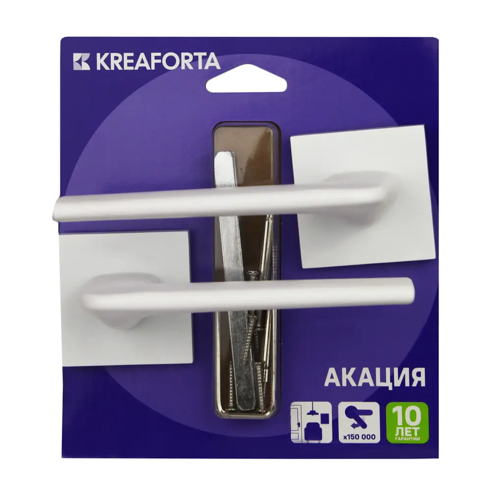 Дверная ручка на розетке KREAFORTA Акация без запирания цвет белый STLM-2146147 - Вид №3