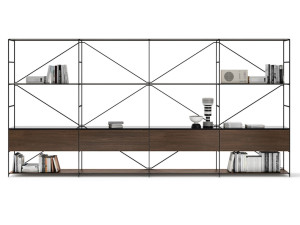 Секционный книжный шкаф из стали и дерева