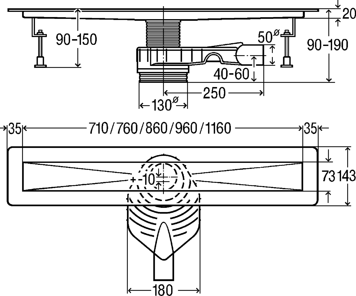 Канализационная арматура  Душевые лотки Advantix  Решетки VIEGA 655 105 1) Модель 4980.10 Santreyd  - Вид №2