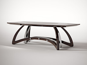 Прямоугольный стол из алюминия и дерева