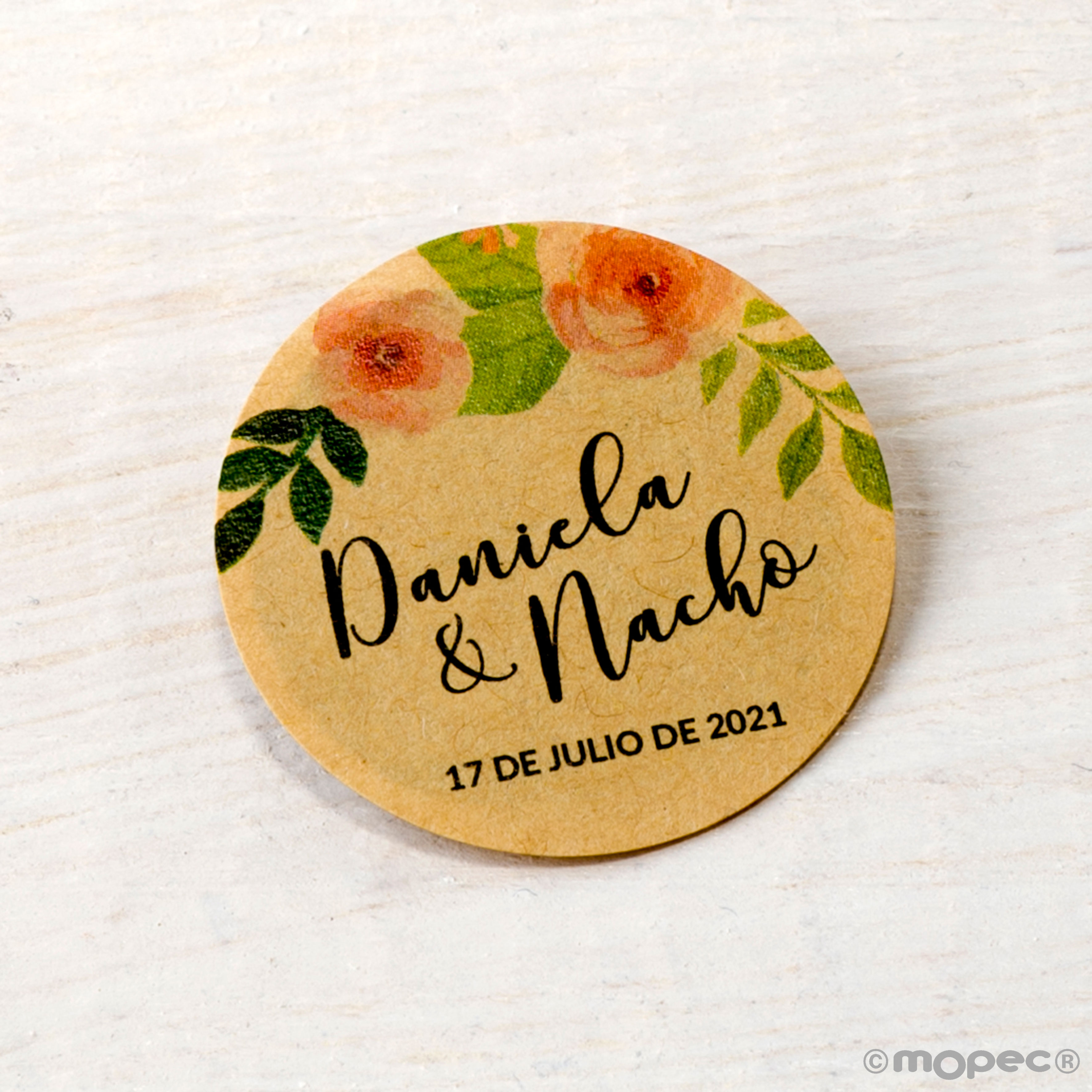 X442 PERS. 24 Индивидуальные крафт-стикеры «розовые цветы» Dekoraniaevents Bodas 