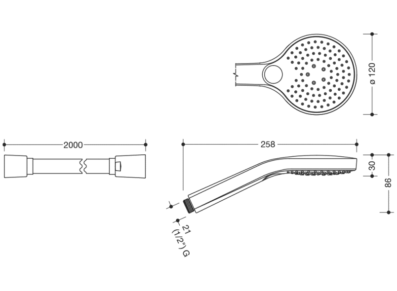950.33.E080 Комплект ручного душа и шланга для душа HEWI Universalprodukte  - Вид №1