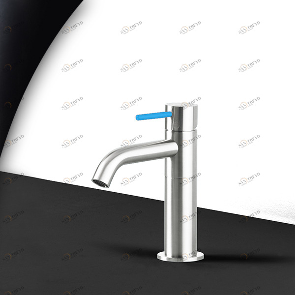 Смеситель для раковины сталь глянцевая с синей ручкой Toki Radomonte TKS1LCIL16