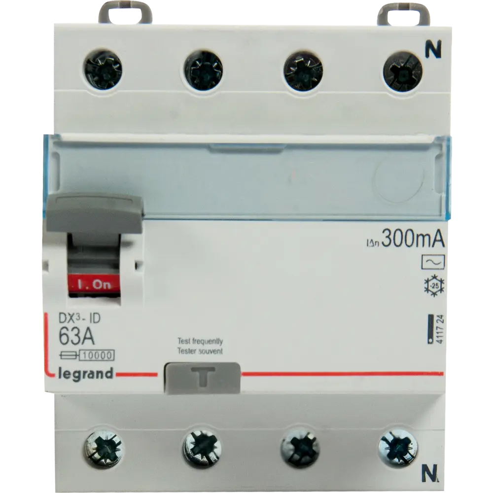 УЗО Legrand DX3 4P N 63 A 300 мА 10 кА AC 411724 STLM-2065311 - Вид №1