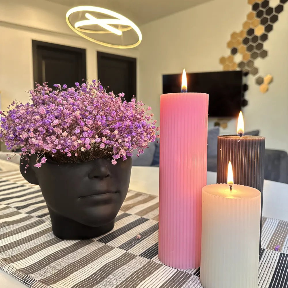 Дизайнерская свеча-столбик Ribbed черная 15 см 89370282 Santreyd STLM-0820915 - Вид №3