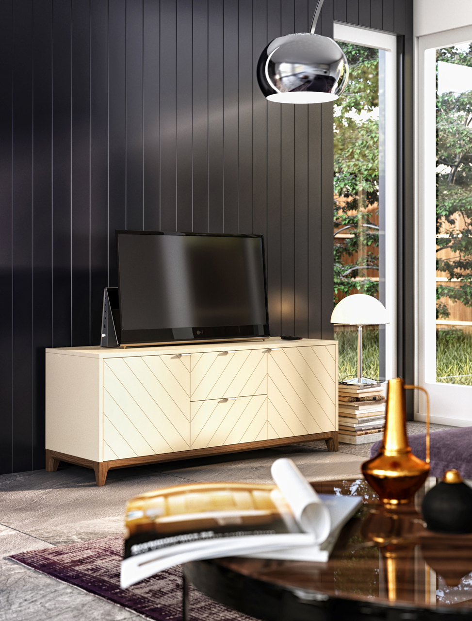 Тумба под телевизор с ящиками серо-голубая Case THE IDEA  210245 Серый  - Вид №2