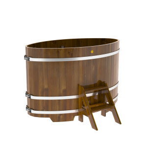 2273 Купель овальная из лиственницы Рустик 0,92х1,66х1,1 морёная Alyarus