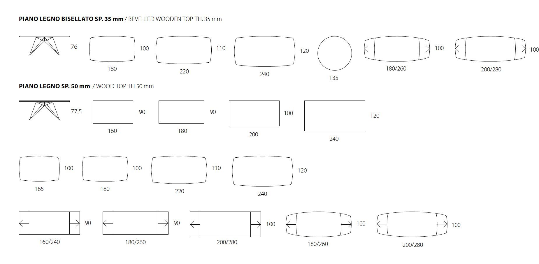 Фиксированный и выдвижной стол с деревянной столешницей RIFLESSI ARCH-00118951 - Вид №2