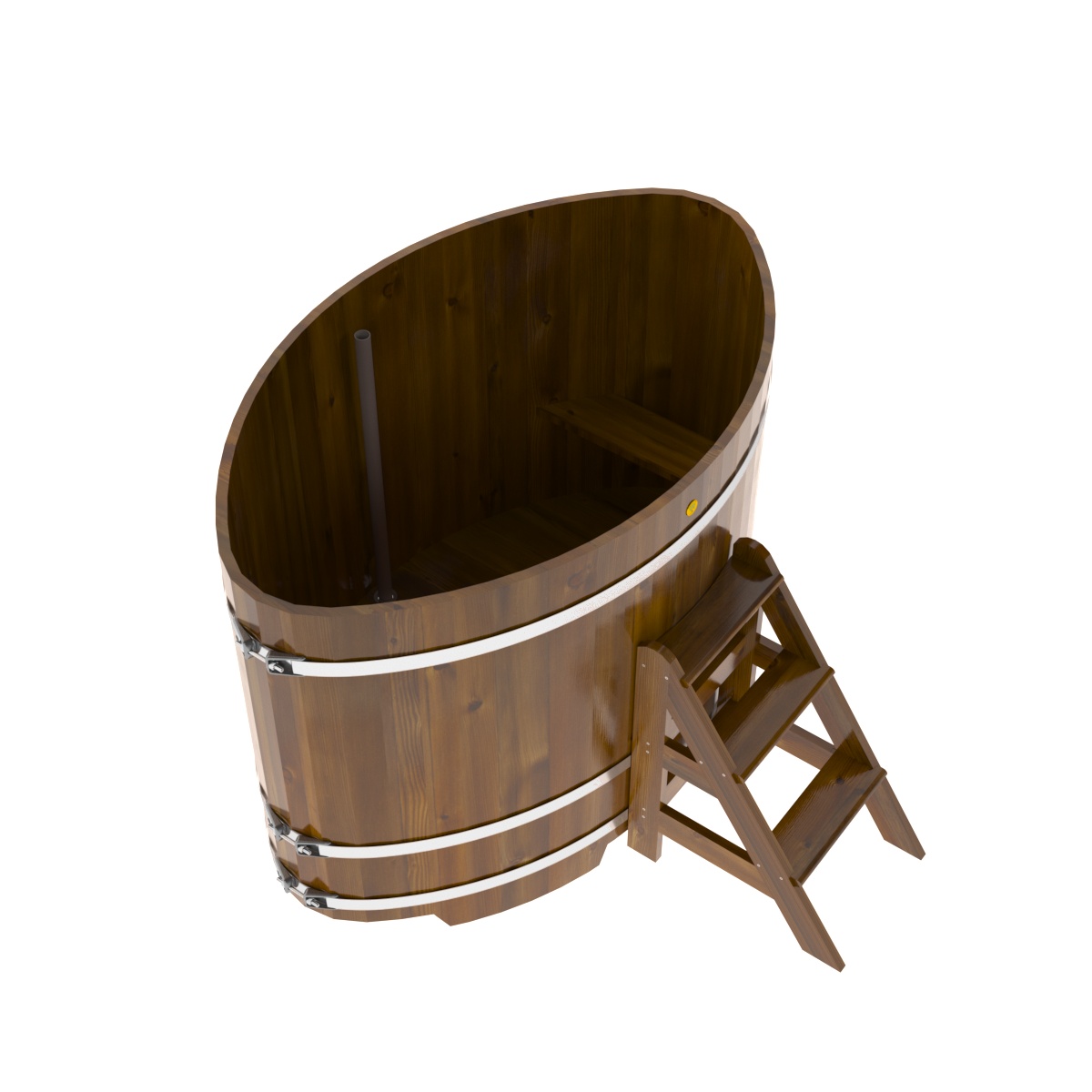 2291 Купель овальная из лиственницы Рустик 1,08х1,75х1,2 морёная Alyarus  - Вид №2