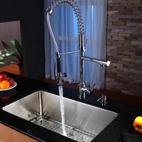 KHU100-30-KPF1602CH-KSD33CH Накладная раковина на столешницу  прямоугольная Krausru  - Вид №1