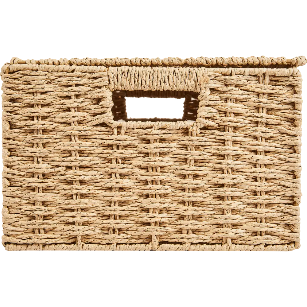 Корзина с крышкой для хранения 38x18x28 см бумага цвет бежевый SPACEO Kub STLM-2088075 - Вид №3