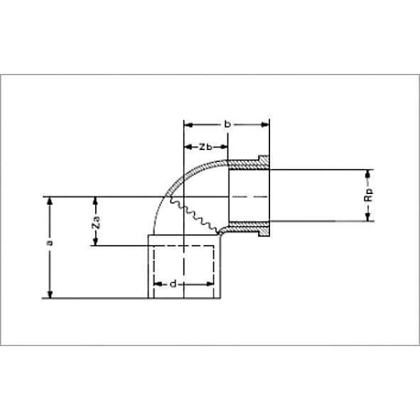 1409042112 SANHA 4090G угловой переход ВП-ВР, бронза 42x11/2 мм  - Вид №1