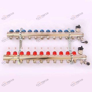 Коллектор 1"xМ 24 х19 11 выходов EMMETI TOPWAY с расходомерами и вентилями 1298198